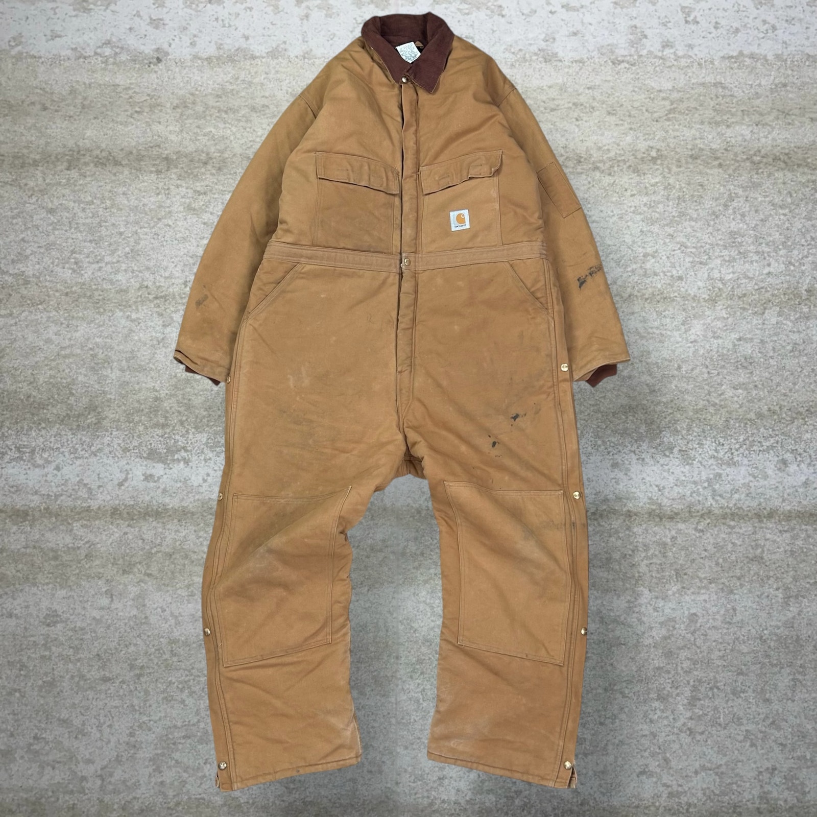 Vintage 90s Carhartt Coveralls Mens 2xl Baggy Tan Double Knees Insulated Canvas